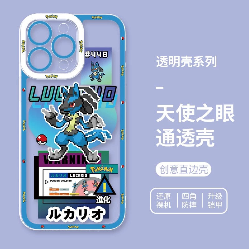 Japan Cartoon Pokemon Game Pixel Version | Tyranitar Pupitar Dragapult Arceus Lucario Rayquaza Ash Greninja Armarouge - iPhone Case PLUS SE2 XS XR X 11 12 13 14 15 16 16e 17 17e Pro Promax 12mini 13mini
