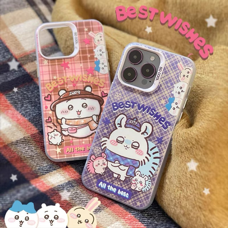 Japanese Cartoon ChiiKawa Best Wishes Winter Laser Case | ChiiKawa Hachiware Usagi Momonga - iPhone Case 11 12 13 14 15 16 16e 17 17e 18 Pro Promax