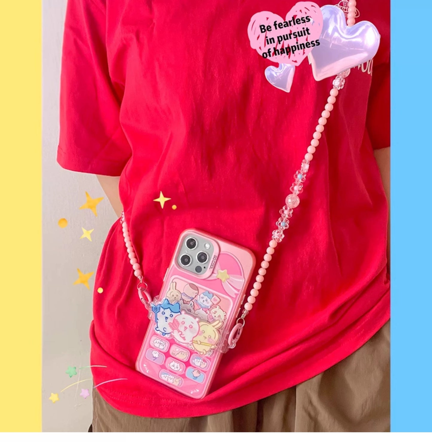 Japanese Cartoon Phone Back Clip with Phone Lanyard | Chiikawa Hachiware Usagi - for All Smart Phones KawaiiGiftLand