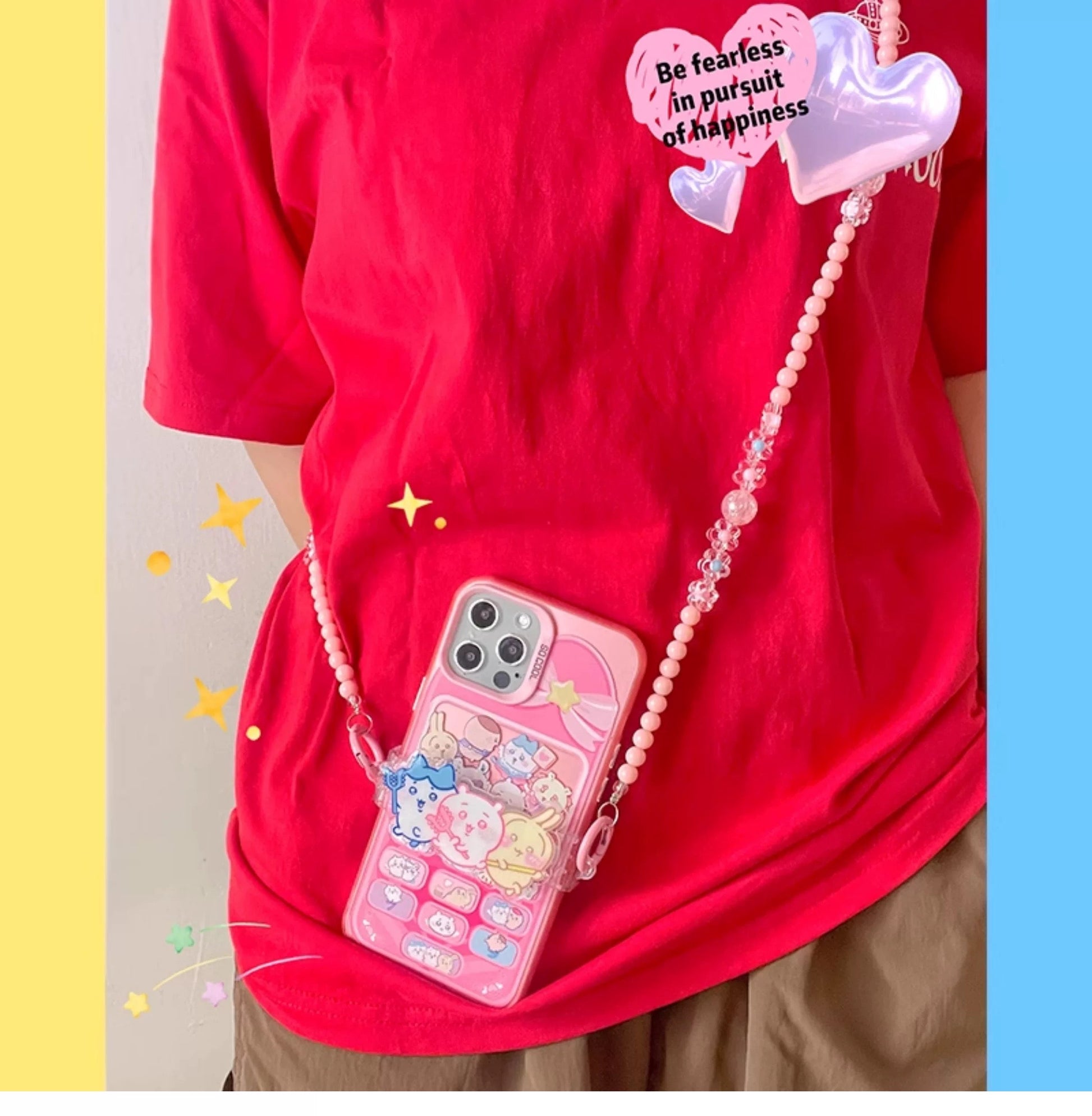 Japanese Cartoon Phone Back Clip with Phone Lanyard | Chiikawa Hachiware Usagi - for All Smart Phones KawaiiGiftLand