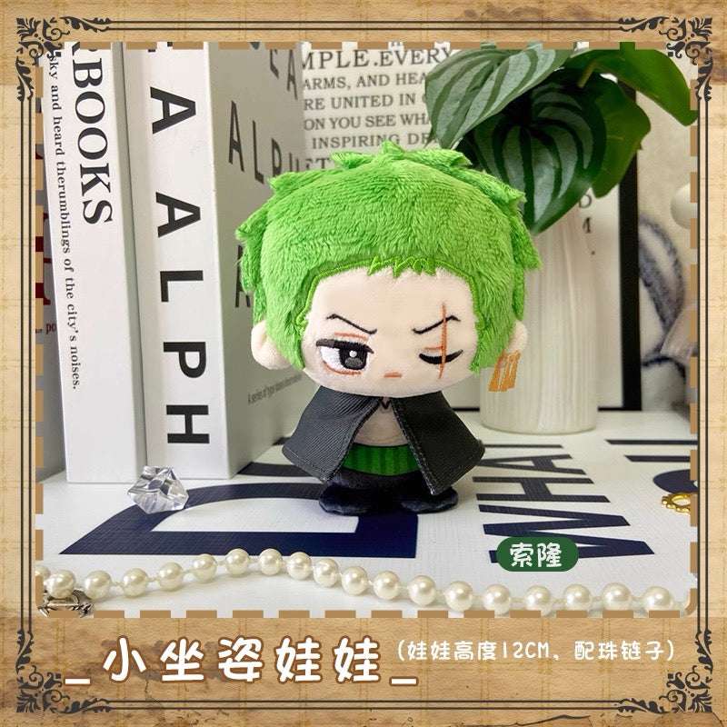 Japanese Anime One Piece Sitting Keychain | Luffy Zoro Sanji Ace Cute Kawaii 12cm Doll - Cute Kawaii Item