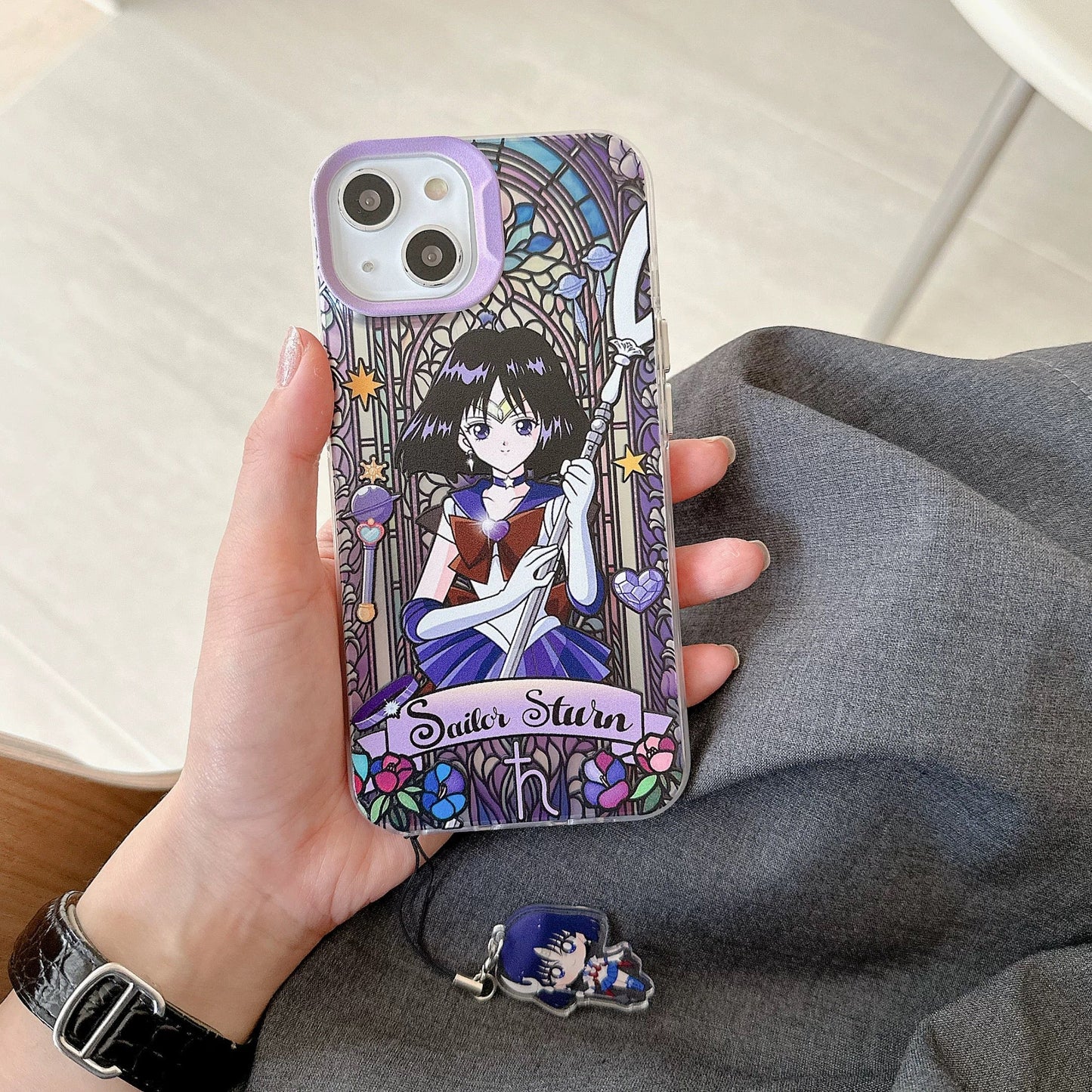 Japanese Cartoon Sailor Moon Phone Case with Strap | Laser Glass Window Part 2 - iPhone Case PLUS SE2 XS XR X 11 12 13 14 15 16 Pro Promax 12mini 13mini KawaiiGiftLand