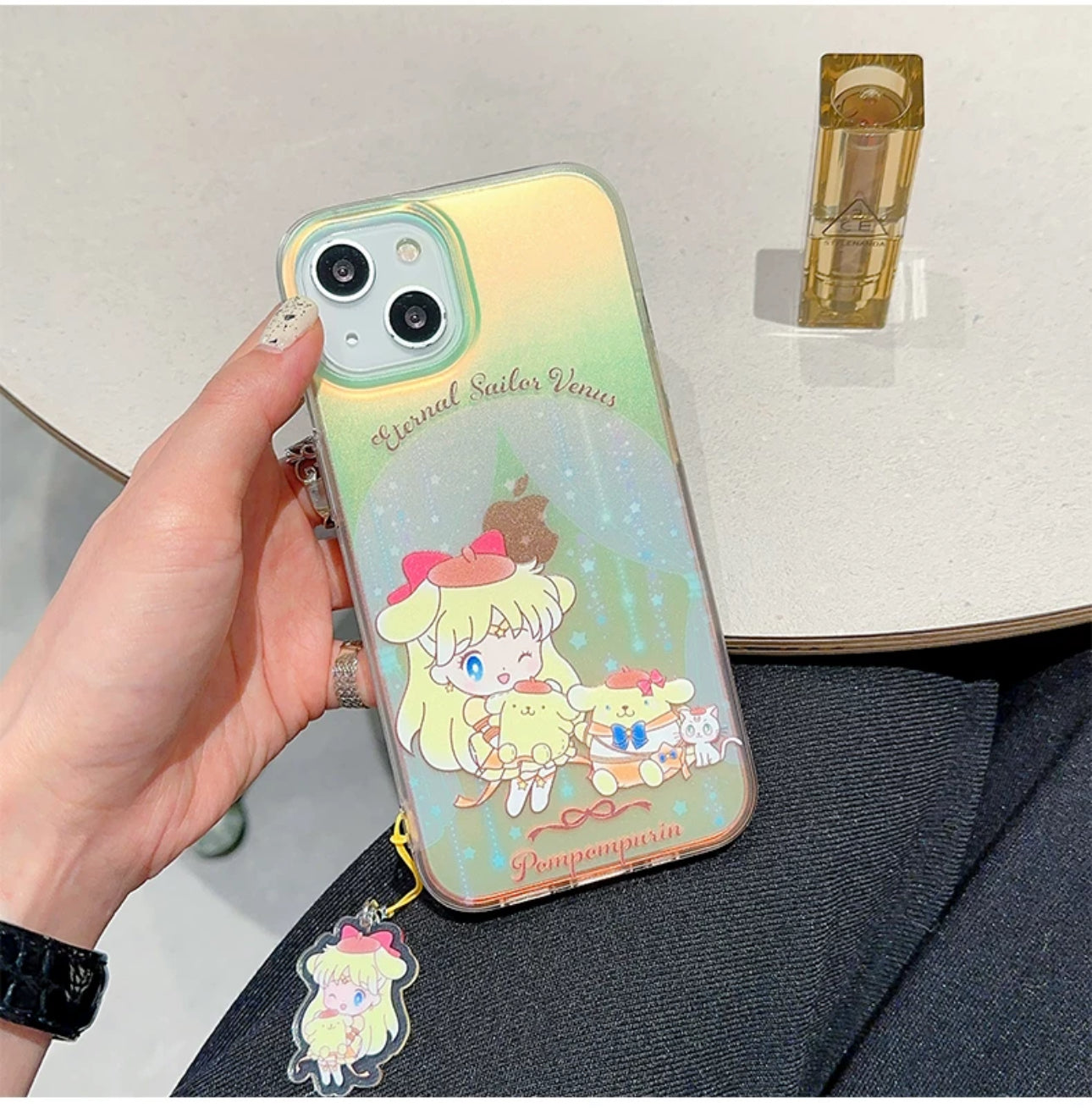 Japanese Cartoon iPhone Case with Strap | Laser Sailor Girl X Hello Kitty Kuromi Cinnamorll Pompompurin - iPhone Case Phone Case 7 8 PLUS SE2 XS XR X 11 12 13 14 15 16 Pro Promax 12mini 13mini KawaiiGiftLand