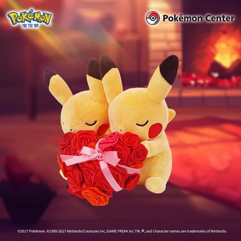 Japan Cartoon Pokemon Center Valentine Version | Flower Heart Pikachu - Mascot Plush Doll  Kawaii Decoration