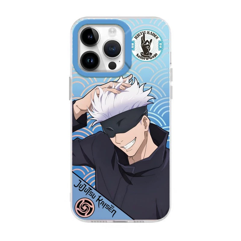 Japanese Anime Jujutsu Kaisen Phone Case with Strap | Satoru Yuji Megumi Nanami Kugisaki Nobara - iPhone Case 7 8 PLUS SE2 XS XR X 11 12 13 14 15 16 Pro Promax 12mini 13mini KawaiiGiftLand