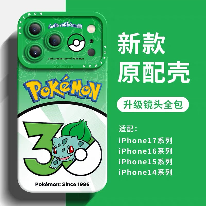 Japanese Cartoon Pokemon Silicone Case Pokemon 30 Anniversary Version Part1 | Bulbasaur Charmander Squirtle Pikachu Psyduck Ditto Slowpoke Gastly 8 Styles - iPhone Case PLUS SE2 XS XR X 11 12 13 14 15 16 16e 17 17e 18 Pro Promax 12mini 13mini