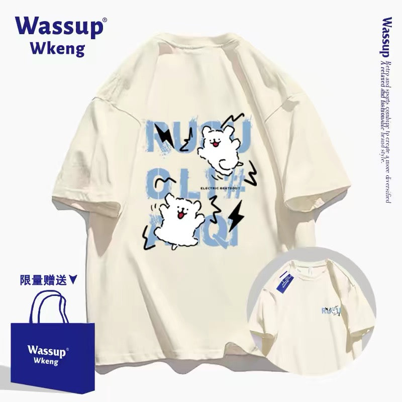 Cute Cartoon Doggie Maltese Puppy Style T-Shirt Series | Run & Jump Front & Back - Kawaii Fashion Items for Child & Adult