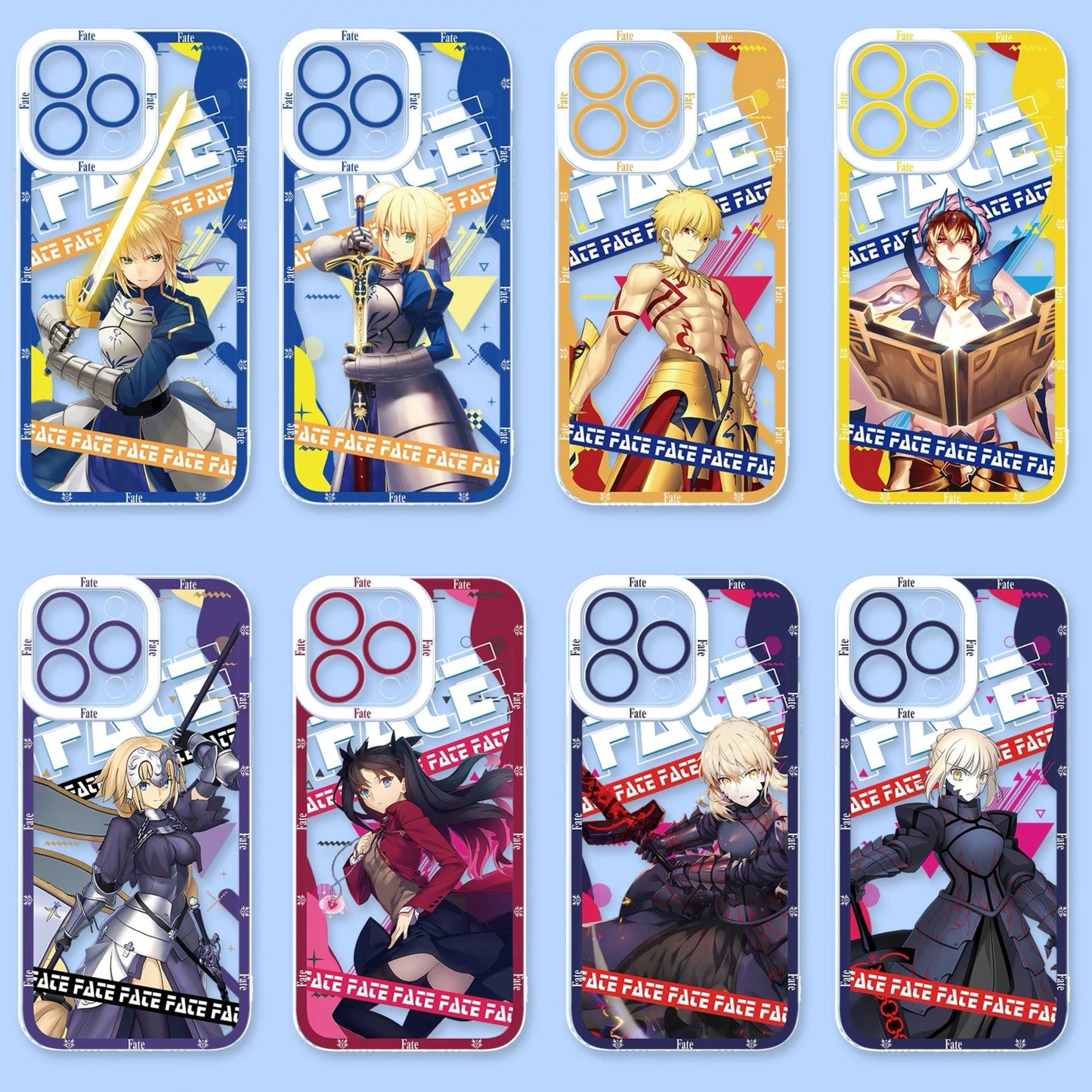Japanese Anime Fate Stay Night | Artoria Pendragon Saber Gilgamesh Joan Tohsaka Rin - iPhone Case PLUS SE2 XS XR X 11 12 13 14 15 16 17 Pro Promax 12mini 13mini