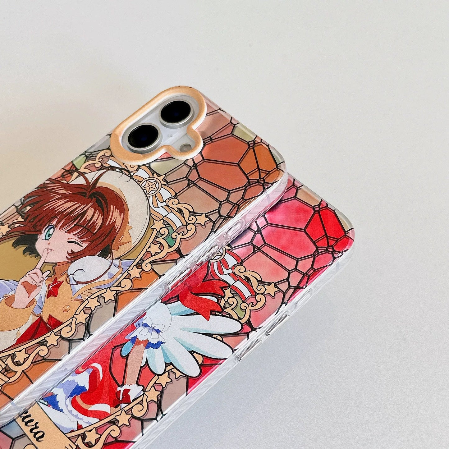 Japanese Cartoon CardCaptorSakura Layer Glass Window Version | Red Purple Yellow - iPhone Case 6 7 8 PLUS SE2 XS XR X 11 12 13 14 15 16 Pro Promax 12mini 13mini KawaiiGiftLand