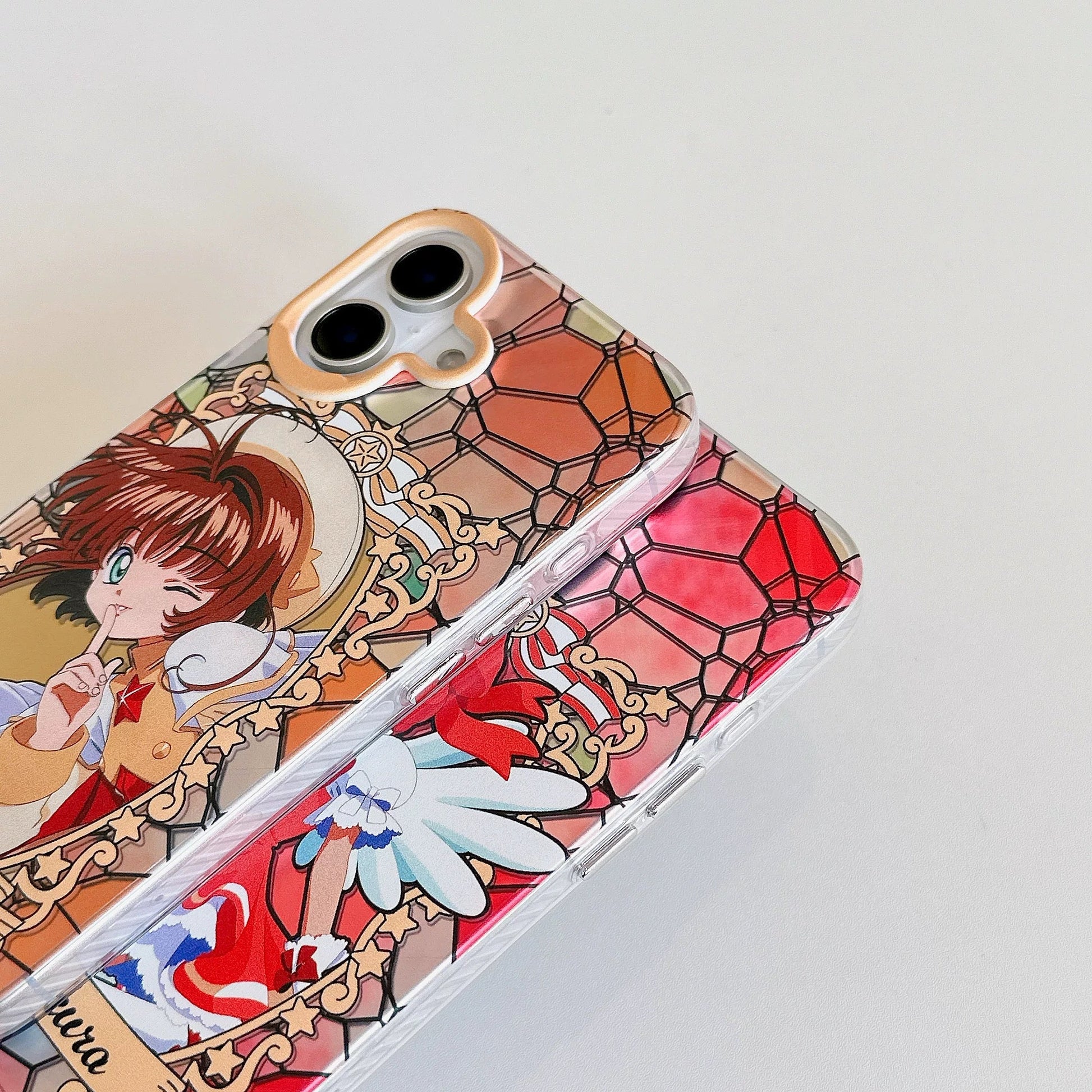 Japanese Cartoon CardCaptorSakura Layer Glass Window Version | Red Purple Yellow - iPhone Case 6 7 8 PLUS SE2 XS XR X 11 12 13 14 15 16 Pro Promax 12mini 13mini KawaiiGiftLand