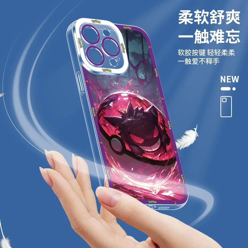 Japan Cartoon Pokemon Sweet Dream in Pokeball | Pikachu Gengar Greninja Squirtle Lucario Bulbasaur  - iPhone Case PLUS SE2 XS XR X 11 12 13 14 15 16 16e 17 17e Pro Promax 12mini 13mini