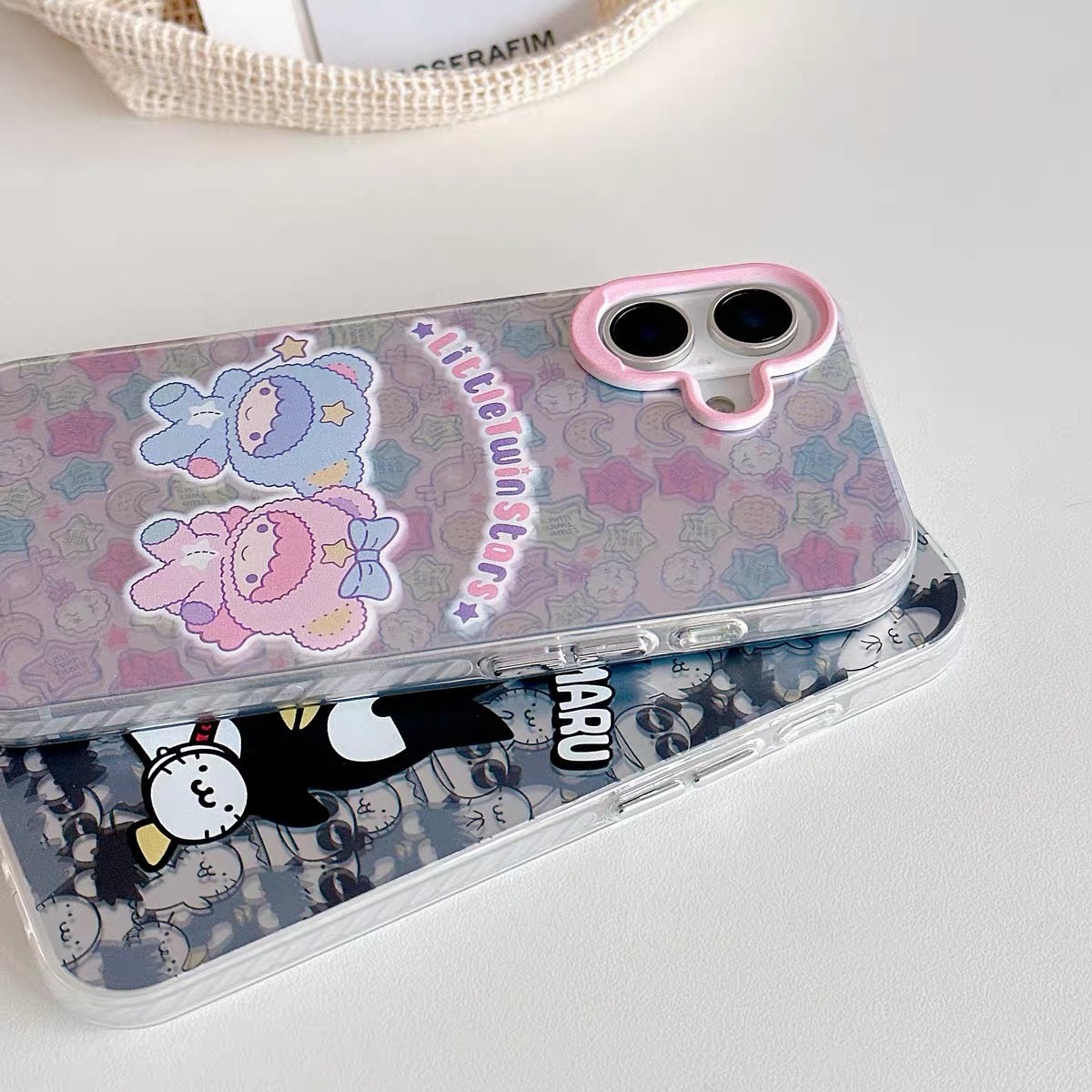 Japanese Cartoon Phone Case | Laser Bad Badtz Maru XO Outing & Angle Little Twin Stars - iPhone CasePhone Case PLUS SE2 XS XR X 11 12 13 14 15 16 17 Pro Promax 12mini 13mini