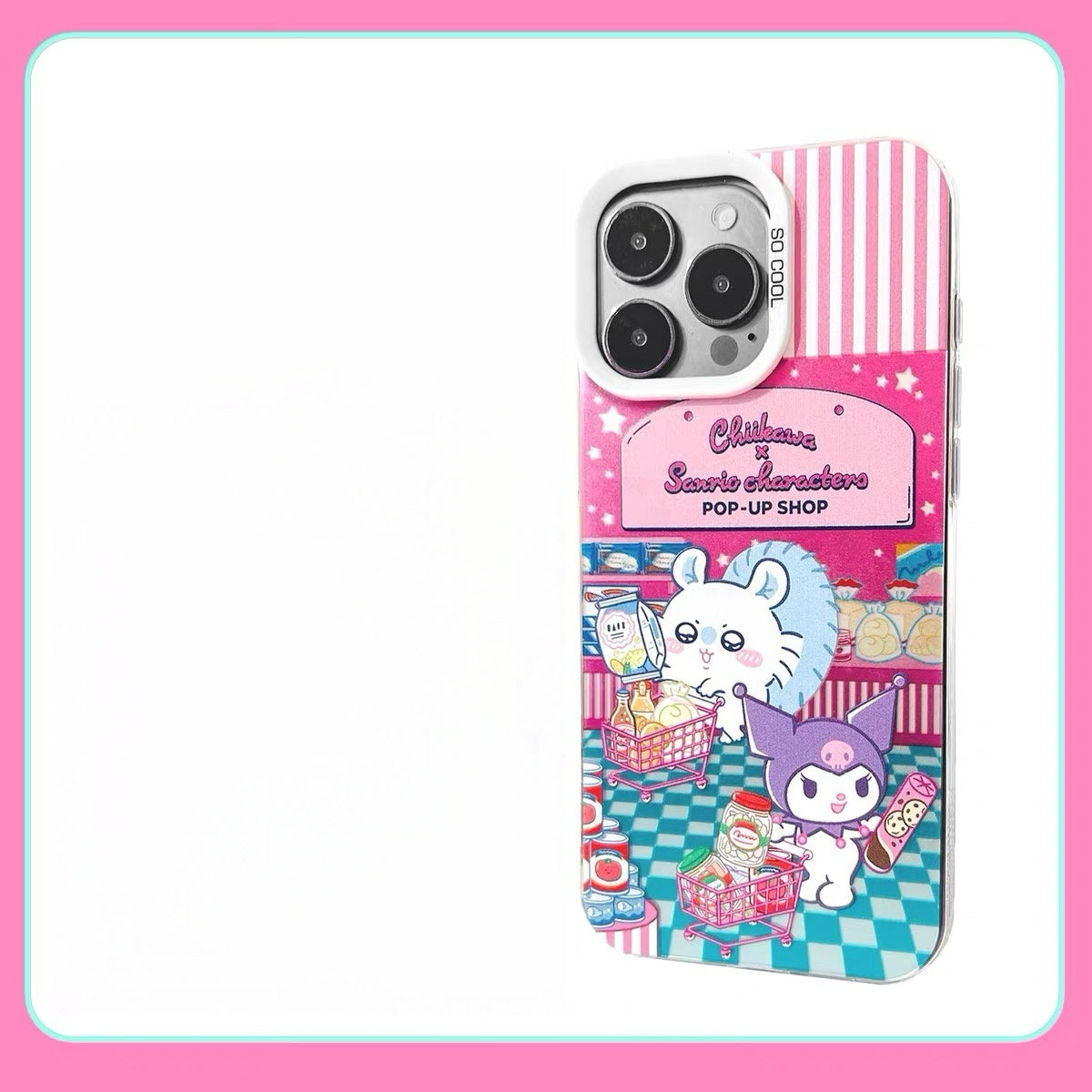 Japanese Cartoon ChiiKawa x Sanrio Pop Up Store Laser Case | Chiikawa Hachiware Usagi Momonga Shisa Crab 6 Styles - iPhone Case 11 12 13 14 15 16 16e 17 17e 18 Pro Promax