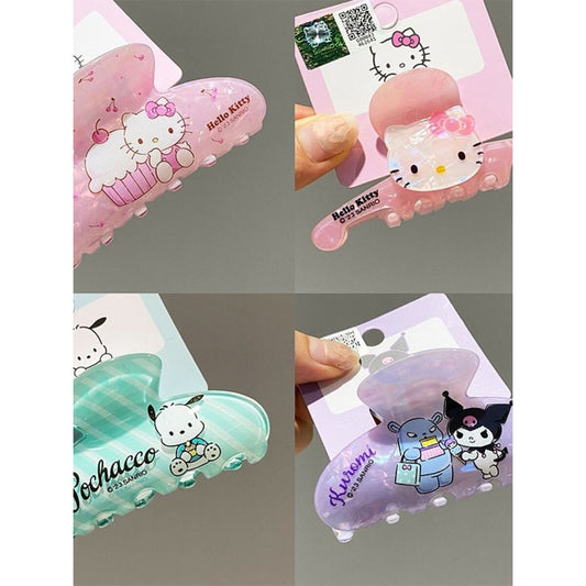 Sanrio iridescent claw clips - Hello Kitty, Kuromi and Cinnamoroll holographic hair clamps