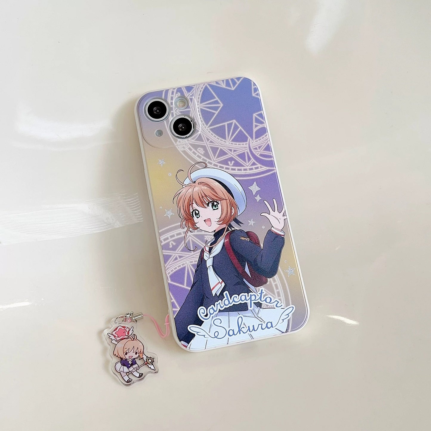 CardCaptorSakura Colourful White Case | Sakura Tomoyo Cerberus - iPhone Case 7 8 PLUS SE2 XS XR X 11 12 13 14 15 16 Pro Promax 12mini 13mini KawaiiGiftLand