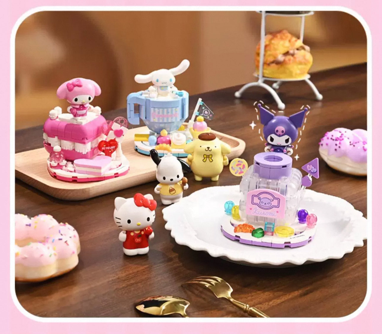 Sanrio Yummy Food Party | Hello Kitty My Melody Kuromi Cinnamoroll Pompompurin Pochacco -  Building Blocks Toy Collections