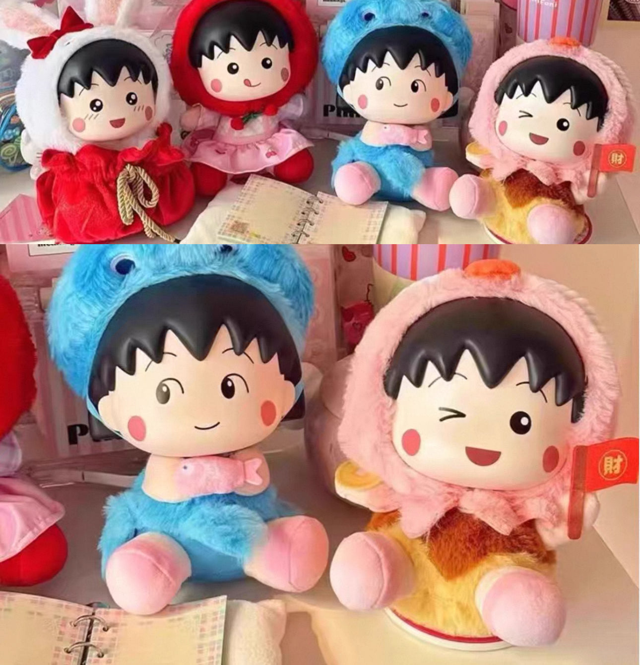 Chibi Maruko Chan Spring Lovely Day Part 1 Series Vinyl Plush Doll | Cherry Crab Cuttlefish Octopus Rabbit - Vinyl Face Plush Doll Figure Keychain Collectable Toys Mystery Blind Box
