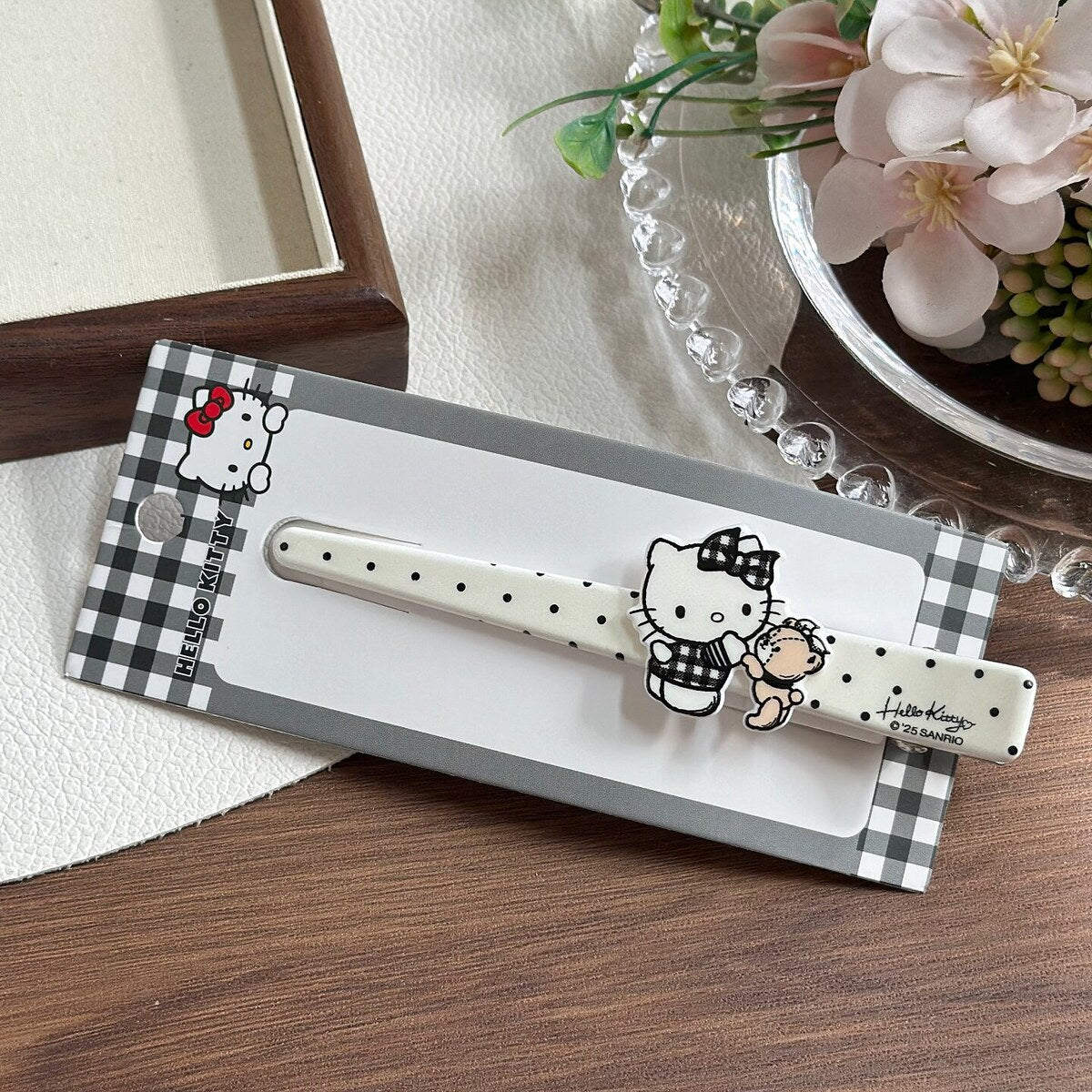 Hello Kitty white polka-dot long bar hair clip 12.5cm - Sanrio licensed hair accessory