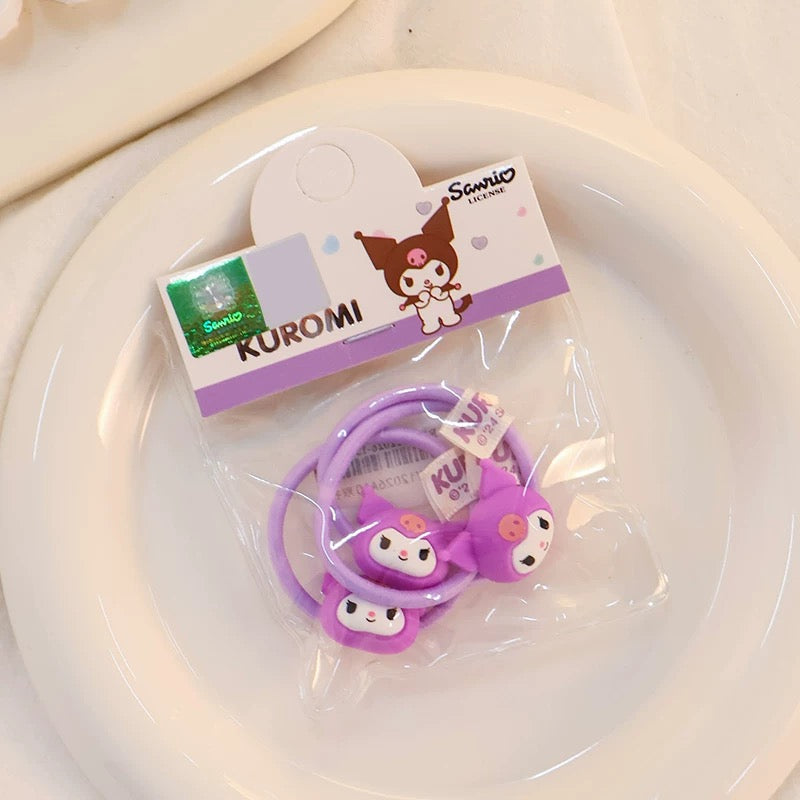 Sanrio Big Head Hair Tie 3pcs Set | Hello Kitty My Melody Kuromi Cinnamoroll  Pochacco KawaiiGiftLand