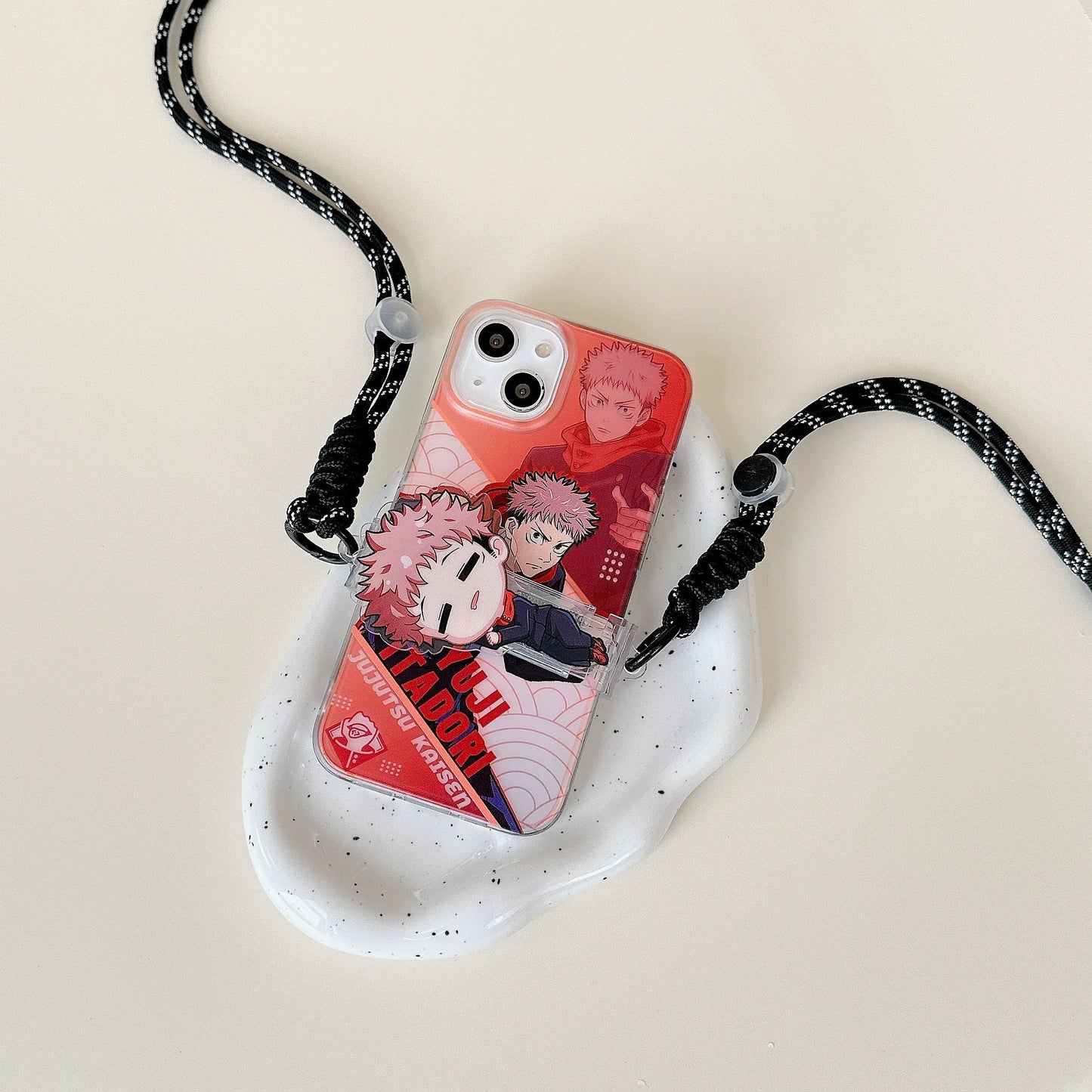 Japanese Anime Jujutsu Kaisen Phone Back Clip with Phone Lanyard | Satoru Yuji Megumi Nanami Kugisaki Nobara Inumaki Toge Zenin Maki Panda - for All Smart Phones KawaiiGiftLand