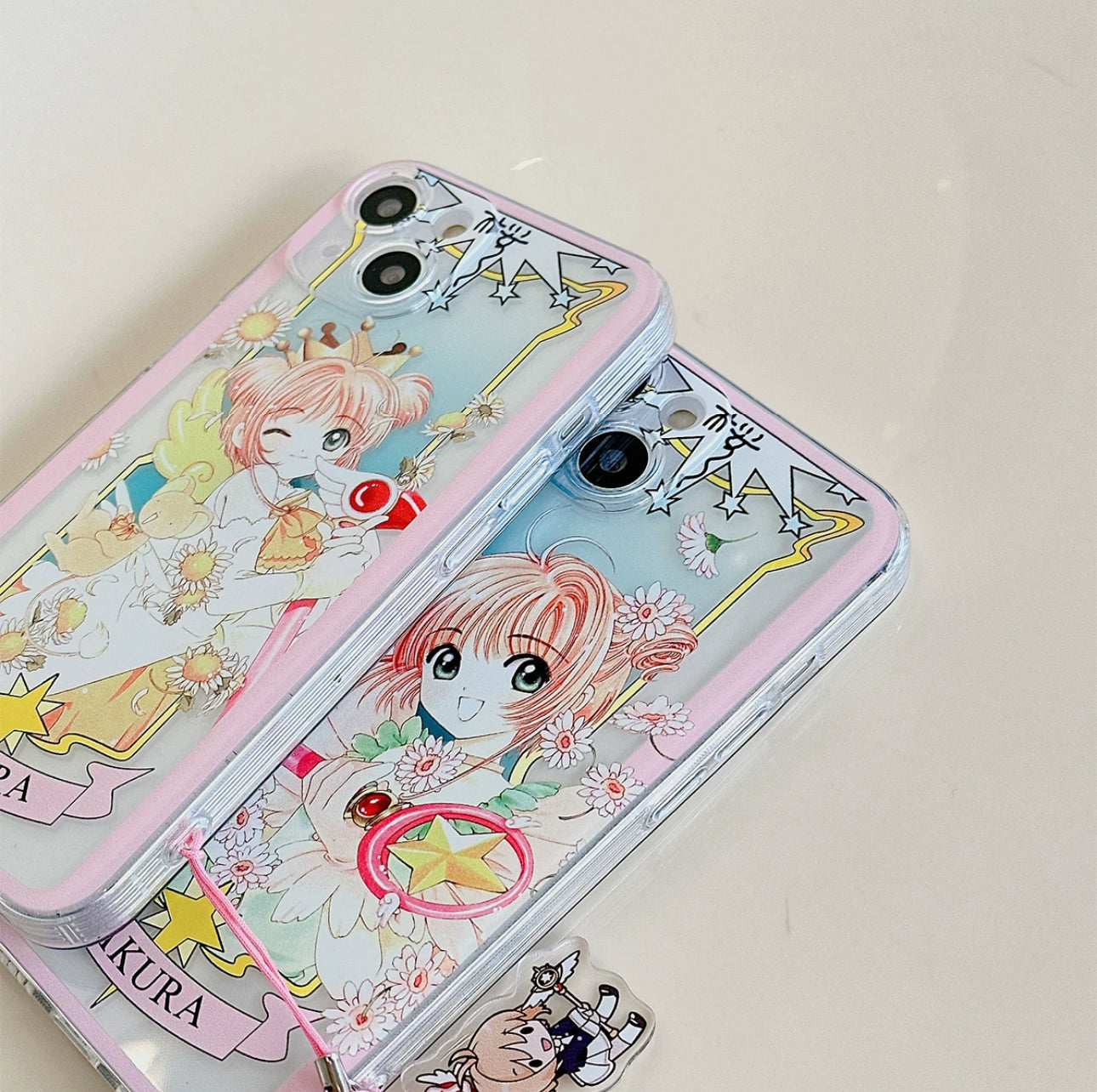 CardCaptorSakura Card Version | Queen with Sunflower & Pink Daisy - iPhone Case 6 7 8 PLUS SE2 XS XR X 11 12 13 14 15 16 Pro Promax 12mini 13mini
