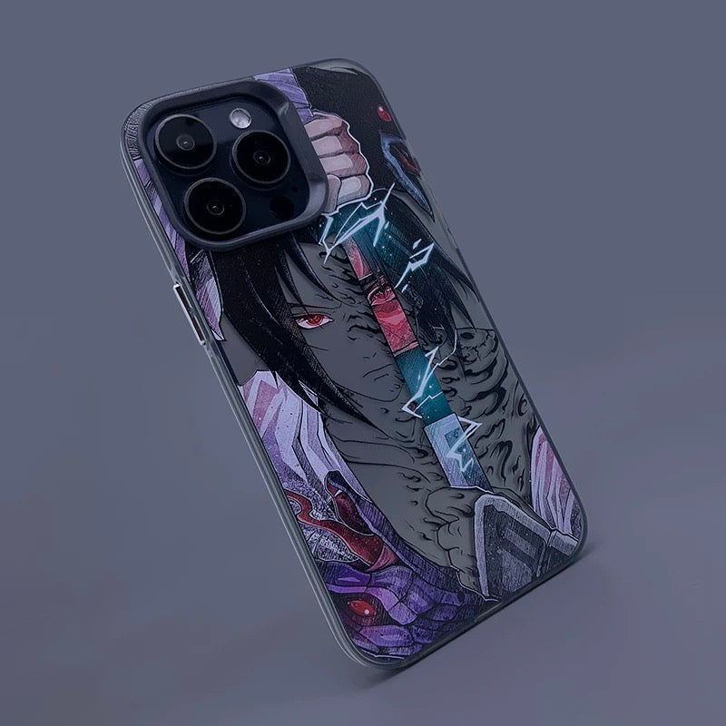 Japanese Anime Naruto Ninja | Laser Sakura with Sword - iPhone Case 7 8 PLUS XS XR X 11 12 13 14 15 16 Pro Promax SE3 SE2 KawaiiGiftLand