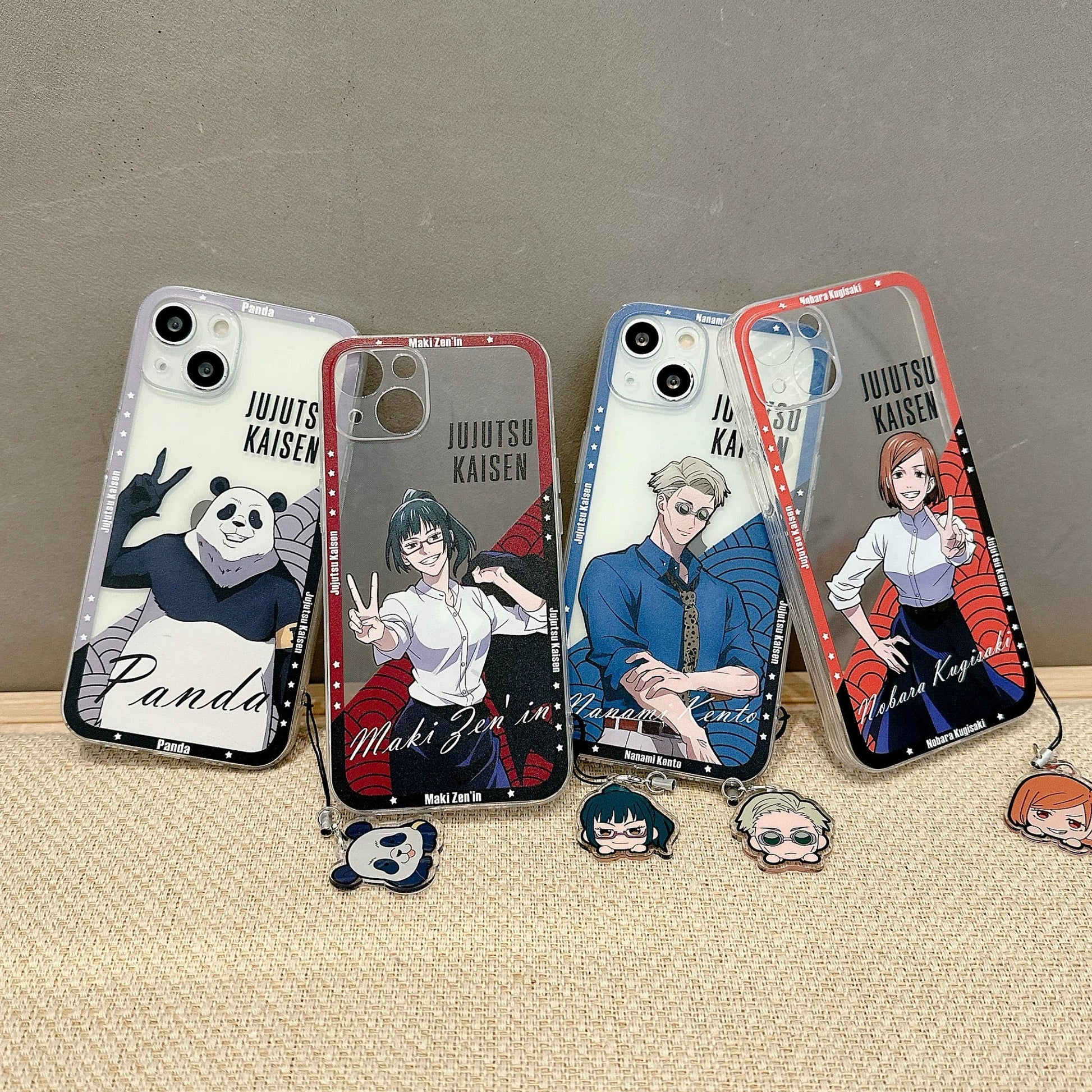 Japanese Anime Jujutsu Kaisen Clean Phone Case with Strap | Nanami Zenin Maki Kugisaki Nobara Panda - iPhone Case 7 8 PLUS SE2 XS XR X 11 12 13 14 15 16 Pro Promax 12mini 13mini KawaiiGiftLand