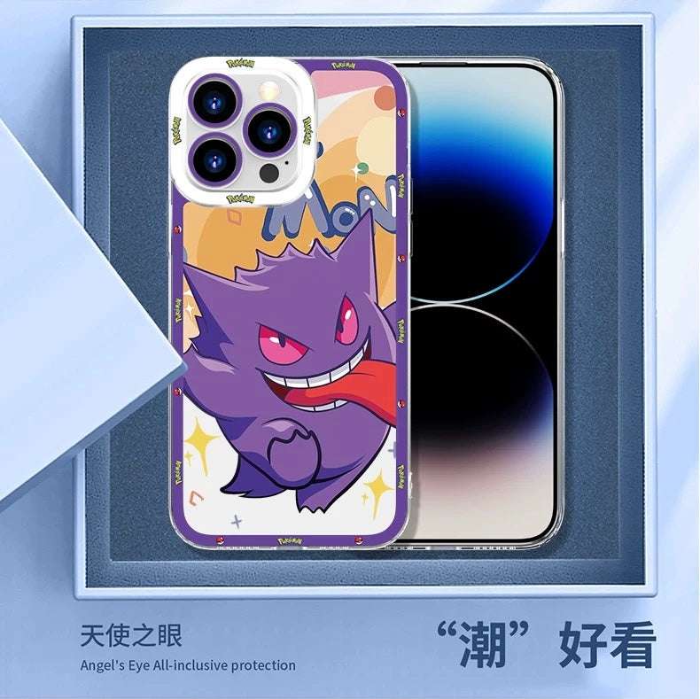 Japan Cartoon Pokemon Happy Party Verison | Gengar - iPhone Case 6 7 8 PLUS SE2 XS XR X 11 12 13 14 15 16 16e Pro Promax 12mini 13mini