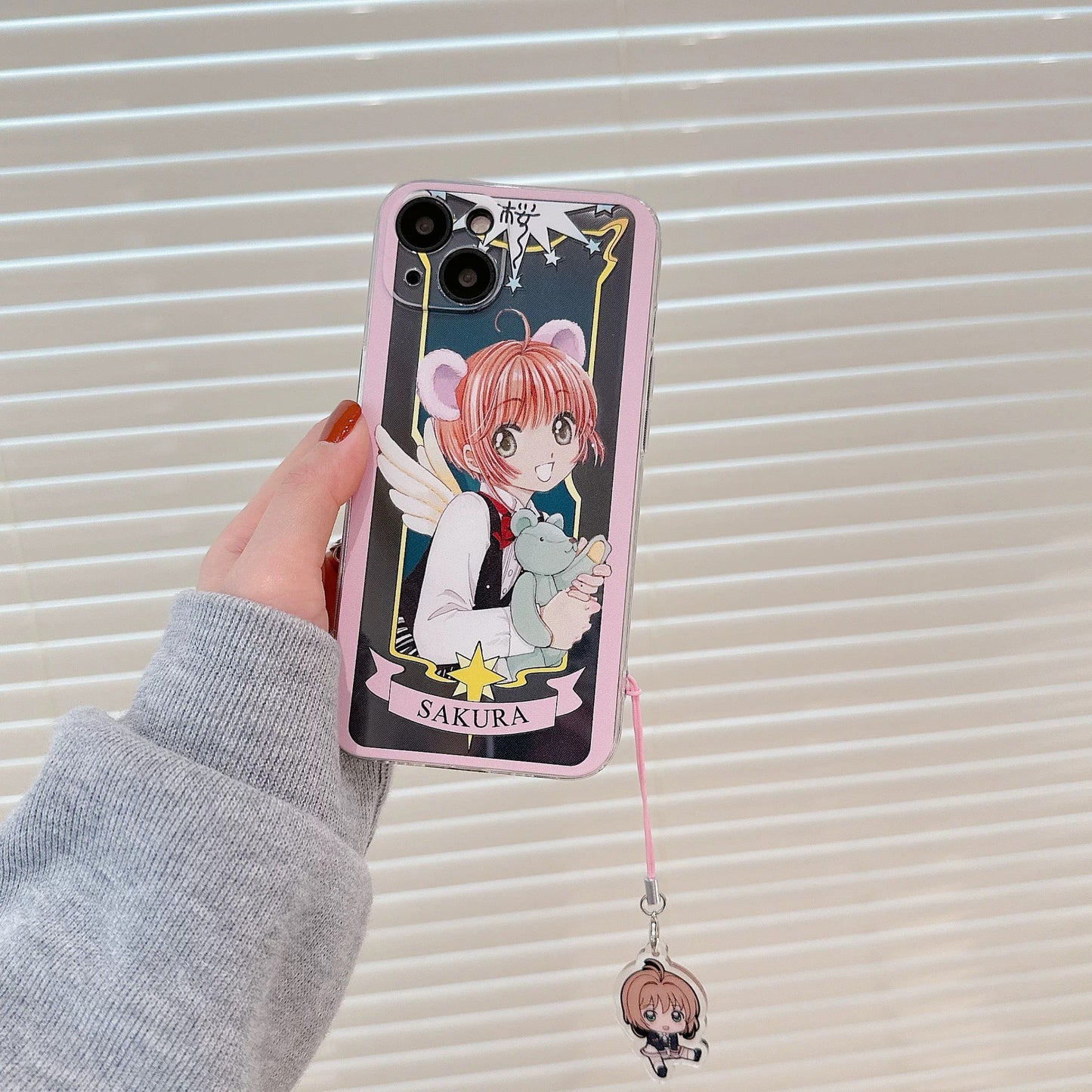 Japanese Cartoon Cardcaptor Sakura with Bear Couple | Sakura & Syaoran Li - iPhone Case 6 7 8 PLUS SE2 XS XR X 11 12 13 14 15 16 Pro Promax 12mini 13mini KawaiiGiftLand