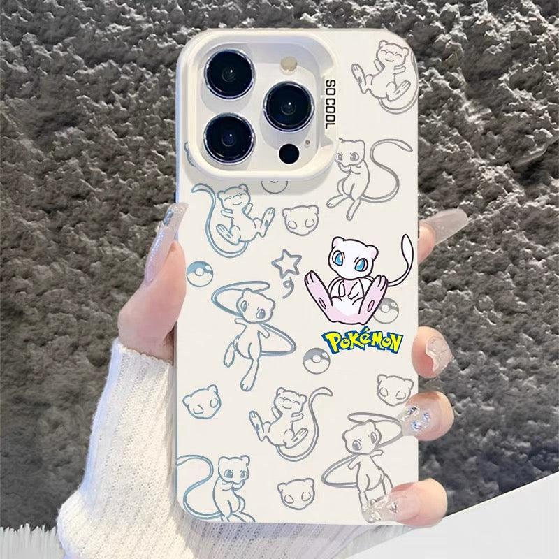 日本の漫画ポケモン マット＆シルバーケース パート1 | ピカチュウ イーブイ ミュウ フシギダネ ゼニガメ ヒトカゲ 6スタイル - iPhoneケース PLUS SE2 XS XR X 11 12 13 14 15 16 16e 17 17e Pro Promax 12mini 13mini