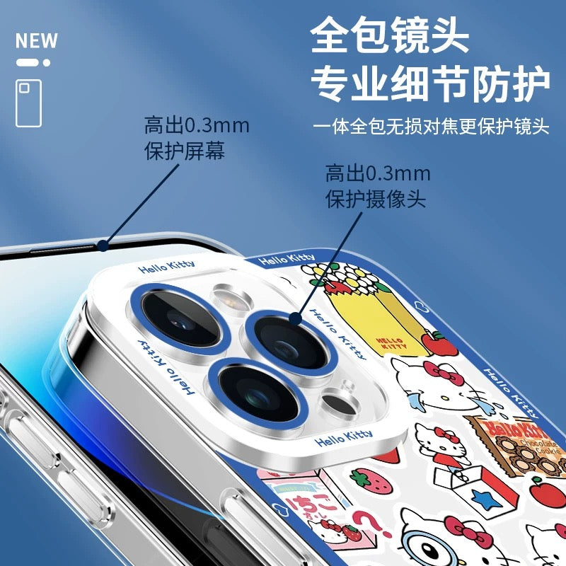 Japanese Cartoon Hello Kitty | Vintage Kitty Blue Version 5 Styles - iPhone Case PLUS SE2 XS XR X 11 12 13 14 15 16 16e 17 17e Pro Promax 12mini 13mini