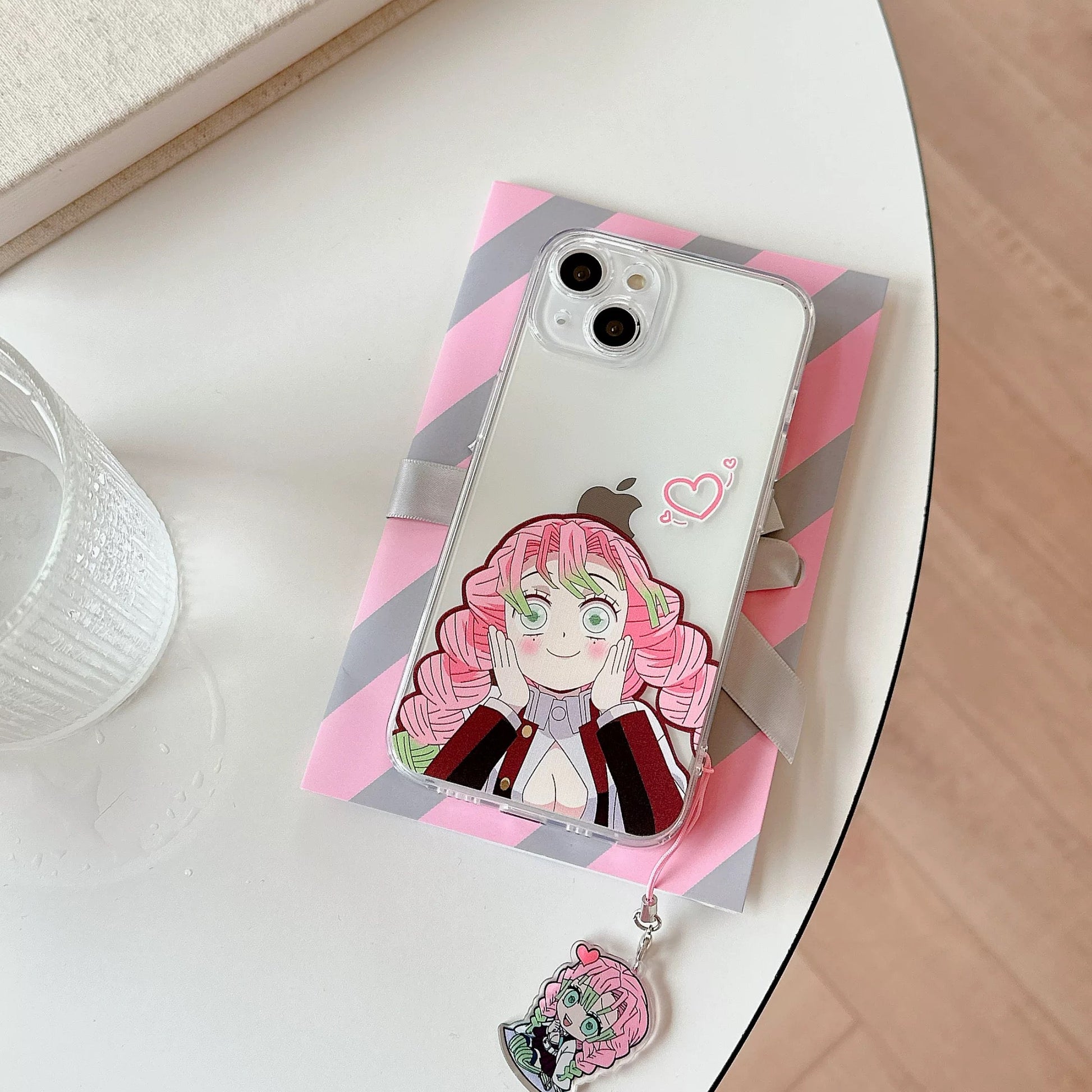 Japanese Anime Kimetsu no Yaiba Demon Slayer Colourful Clean Case | Kanroji Mitsuri Love Hashira with Heart - iPhone Case 7 8 PLUS SE2 XS XR X 11 12 13 14 Pro Promax 12mini 13mini KawaiiGiftLand