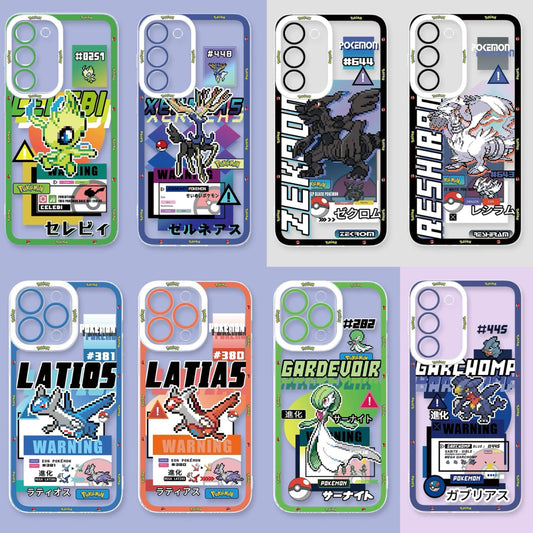 Japan Cartoon Pokemon Game Pixel Version | Celebi Xerneas Zekrom Reshiram Latios Latias Gardevoir Garchomp - Phone Case Samsung Galaxy S26 S25 S24 S23 S22 S21 FE Ultra Edge