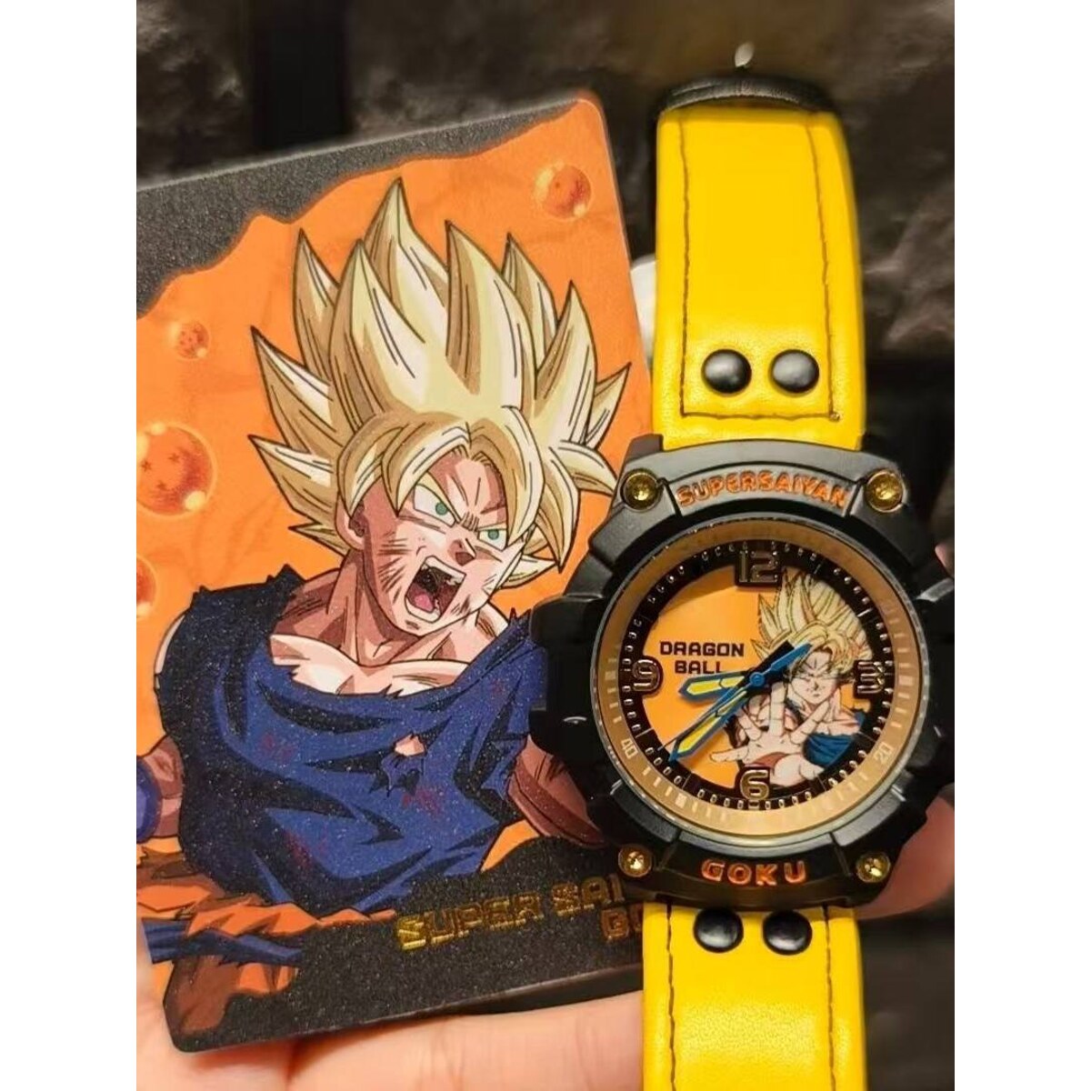 MINISO x Dragon Ball Z Super Saiyan Goku blind box watch with matching card