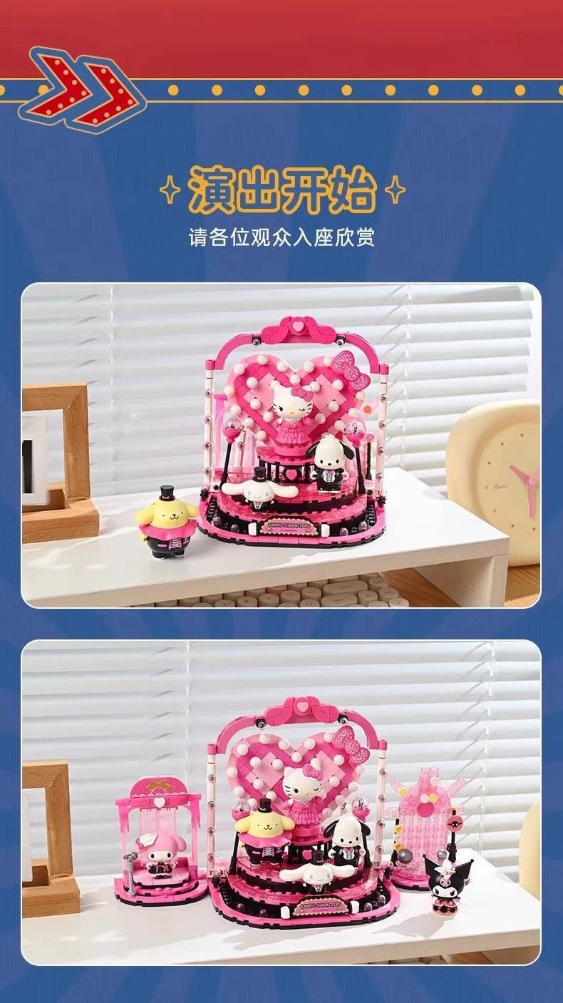 Sanrio Hello Kitty 50th Anniversary Bling Bling Broadway Stage | Hello Kitty My Melody Kuromi Cinnamoroll Pompompurin Pochacco - Limited Edition Building Blocks Toy Collections KawaiiGiftLand