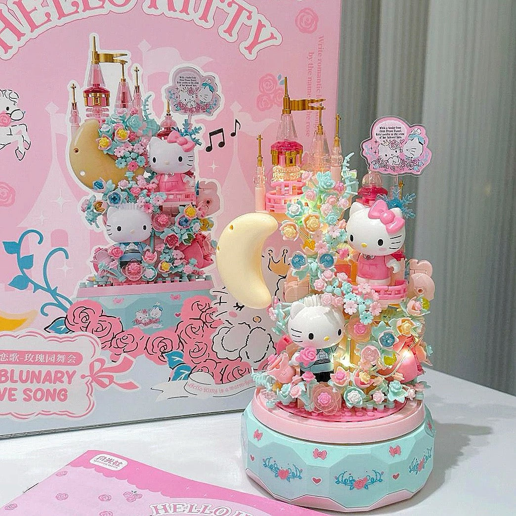 Sanrio Romantic Moon Light Music Box | Hello Kitty Little Twin Stars - Limited Edition Mini Building Blocks Toy Collections