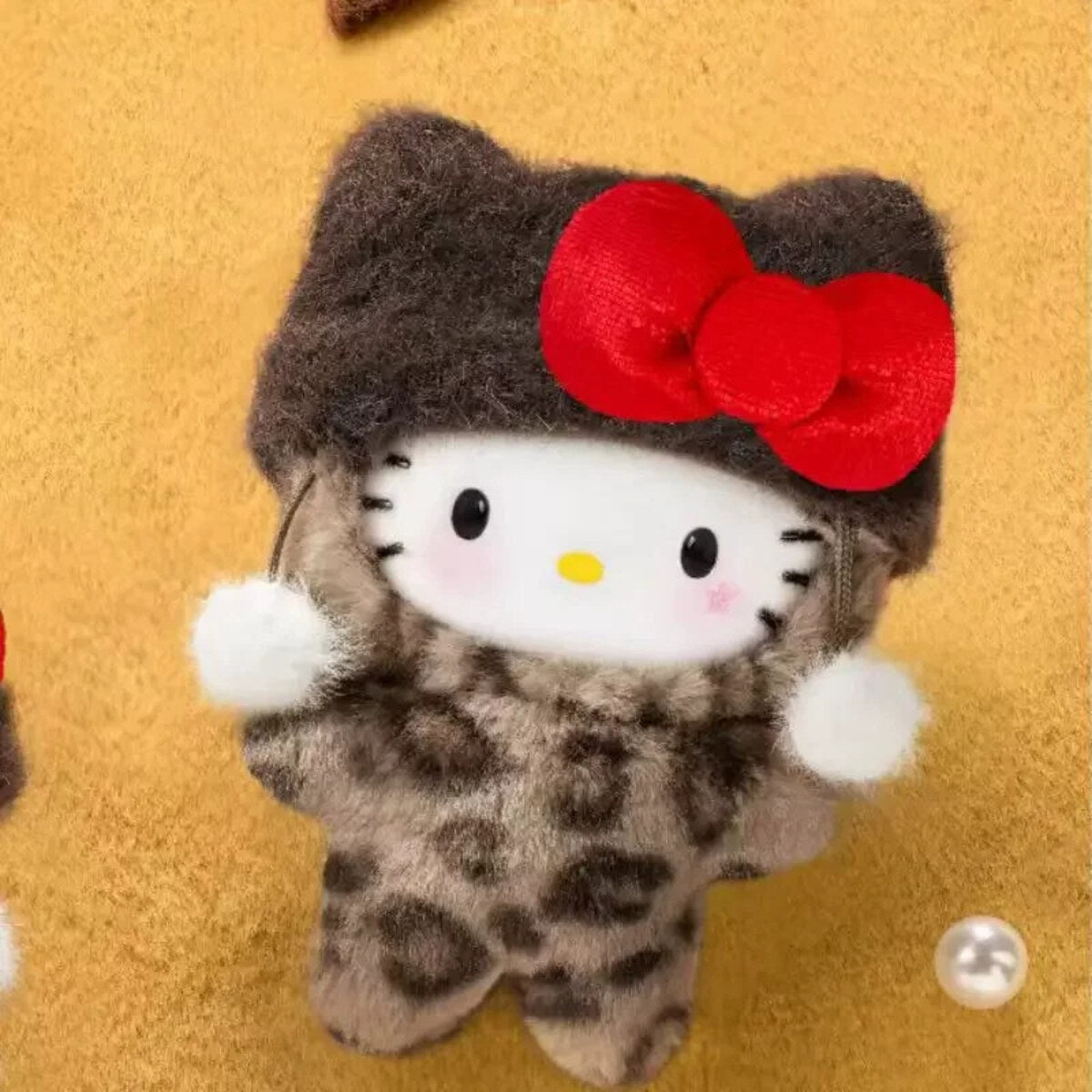 Hello Kitty Leopard Series Choco Stripe plush charm keychain