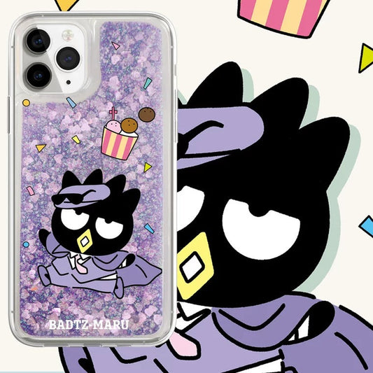 Japanese Cartoon Bad Badtz Maru Singer - Purple Glitter QuickSand iPhone Case 6 7 8 PLUS SE2 XS XR X 11 12 13 14 15 16 Pro Promax 12mini 13mini KawaiiGiftLand
