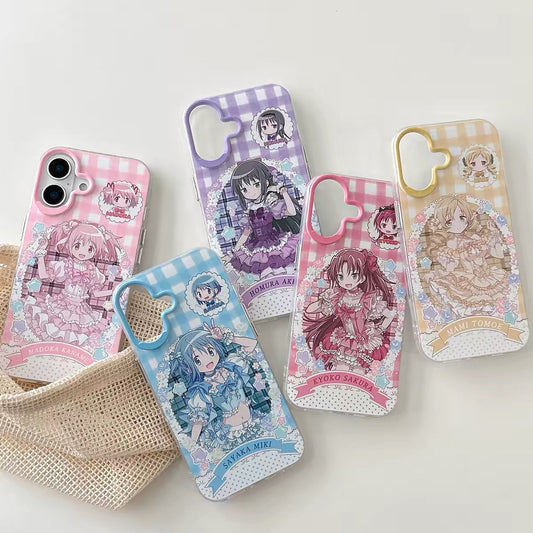 Japanese Cartoon Puella Magi Madoka Magica Laser Case Lolita Dress Version | Madoka Miki Tomoe Sakura Akemi - Phone Case Samsung Galaxy S26 S25 S24 S23 S22 S21 FE Ultra Edge