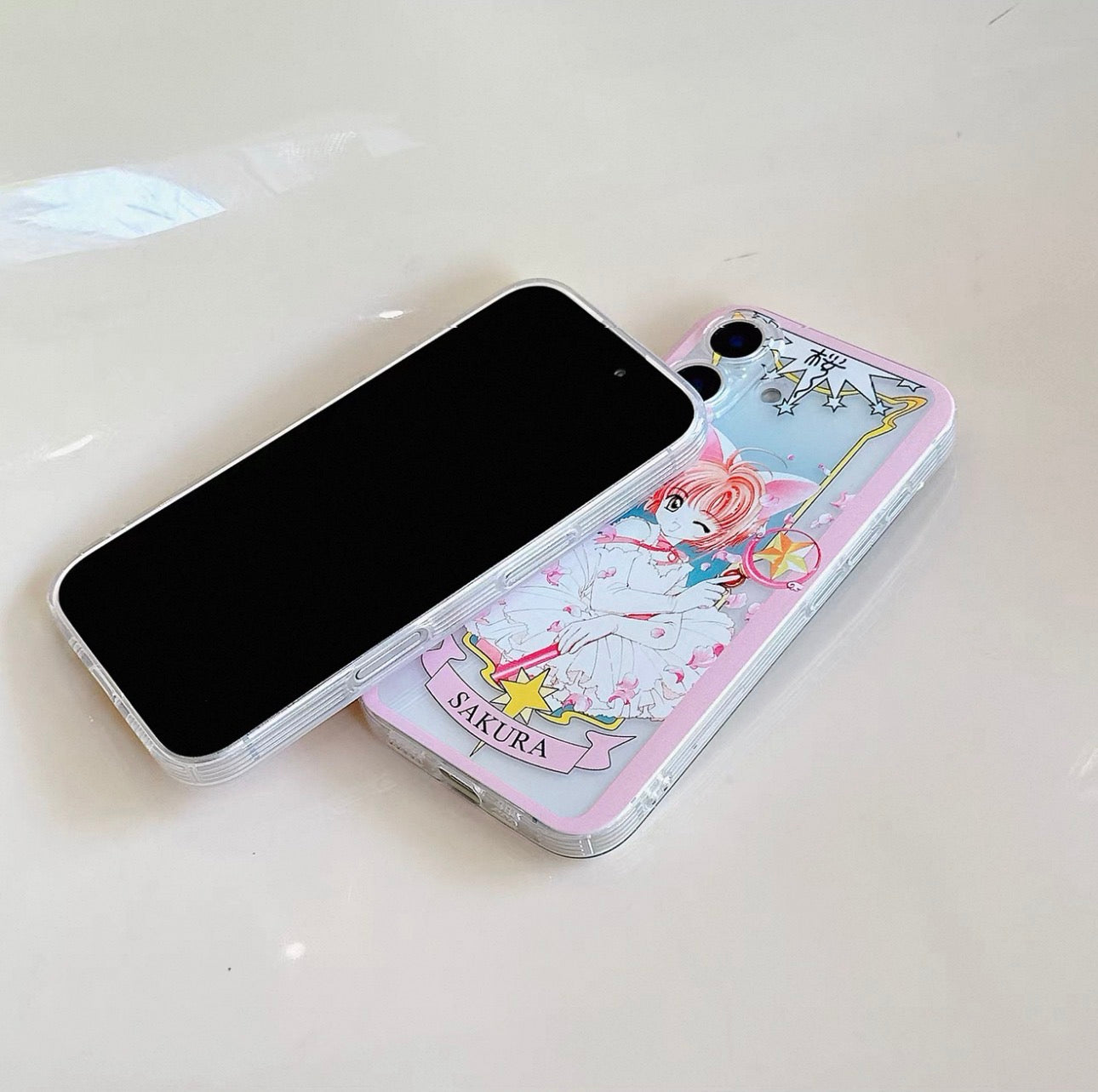 Cardcaptor Sakura Card Version Part 5 | Black & White Cat Sakura - iPhone Case PLUS SE2 XS XR X 11 12 13 14 15 16 16e 17 17e Pro Promax 12mini 13mini