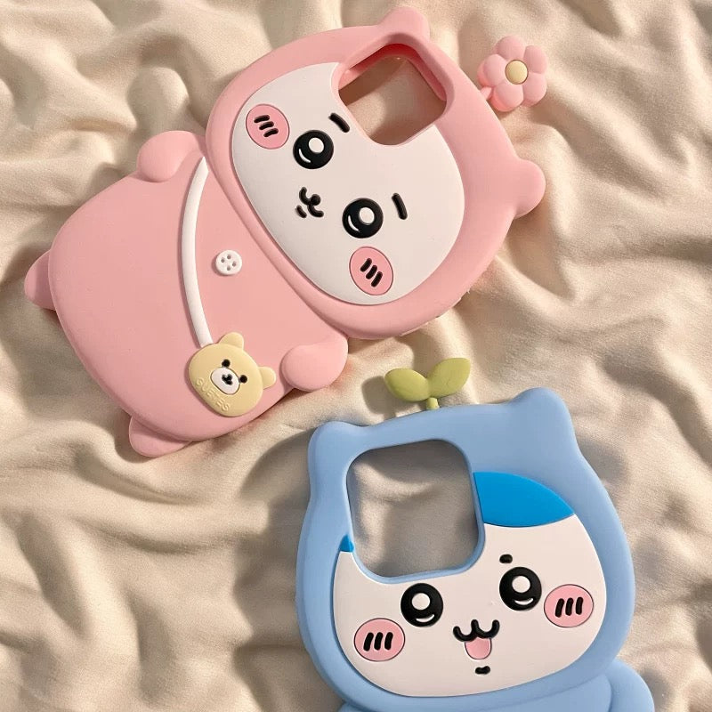 Japanese Cartoon ChiiKawa Pajamas Outing Silicone | Chiikawa Hachiware - iPhone Case 15 14 13 12 Pro ProMax KawaiiGiftLand