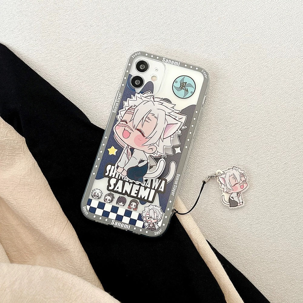 Japanese Anime Kimetsu no Yaiba Demon Slayer Cat Version | Tengen Obanai Mitsuri Sanemi with Phone Stand - iPhone Case PLUS SE2 XS XR X 11 12 13 14 15 16 Pro Promax 12mini 13mini KawaiiGiftLand