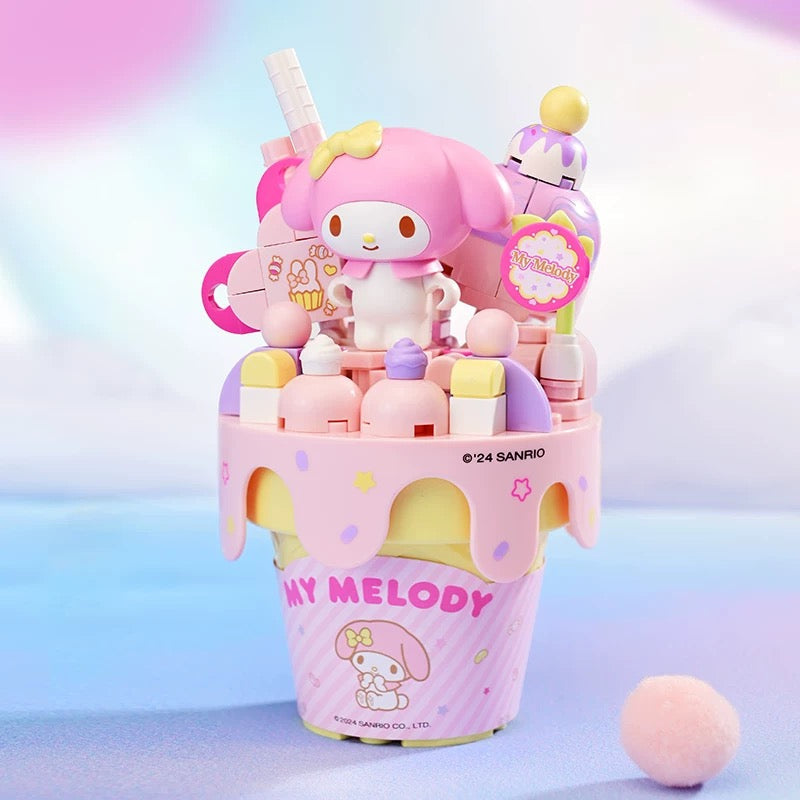 Sanrio Dessert Ice Cream Cone | Hello Kitty My Melody Kuromi Cinnamoroll Pompompurin Pochacco - Building Blocks Toy Collections KawaiiGiftLand