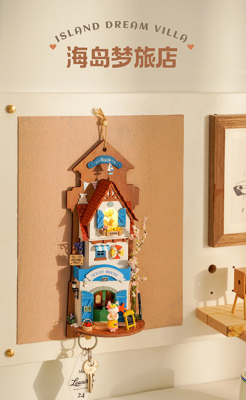 Craft Kits Wooden Hook Key Hanger | Animal Store - DIY Handmade Mini World Miniature Gift with LED Light Room Decoration