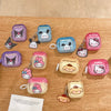 Japanese Cartoon Candy Colour Hello Kitty My Melody Kuromi Pompompurin Pochacco Red Pink Purple Yellow Blue with Keychain - AirPods AirPodsPro AirPods3 AirPods4 Case