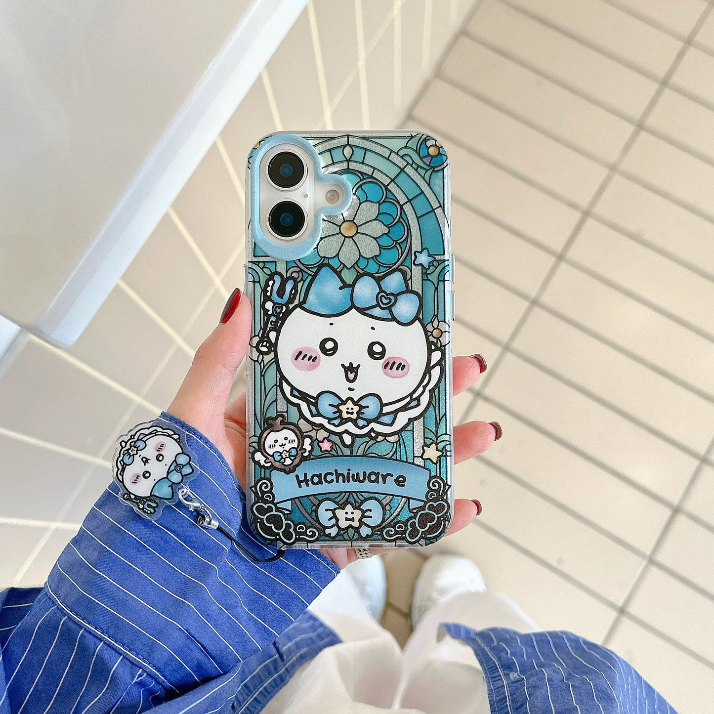 Japanese Cartoon iPhone Case with Strap | Laser Magical Girl with Glass Window Chiikawa Hachiware Usagi Momonga Magic - iPhone CasePhone Case 7 8 PLUS SE2 XS XR X 11 12 13 14 15 Pro Promax 12mini 13mini KawaiiGiftLand