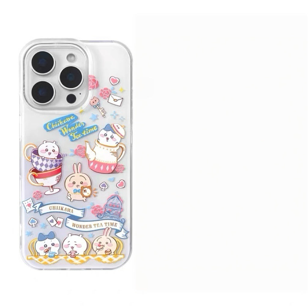 Japanese Cartoon ChiiKawa Wonder Time Tea | Matt Yellow & White Case - iPhone Case 11 12 13 14 15 16 16e 17 17e 18 Pro Promax