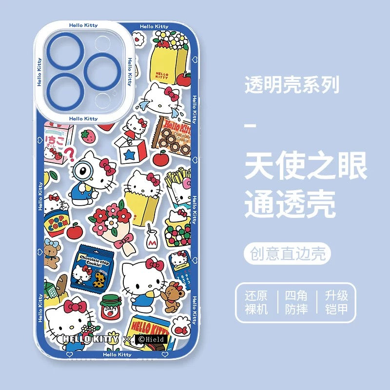 Japanese Cartoon Hello Kitty | Vintage Kitty Blue Version 5 Styles - iPhone Case PLUS SE2 XS XR X 11 12 13 14 15 16 16e 17 17e Pro Promax 12mini 13mini