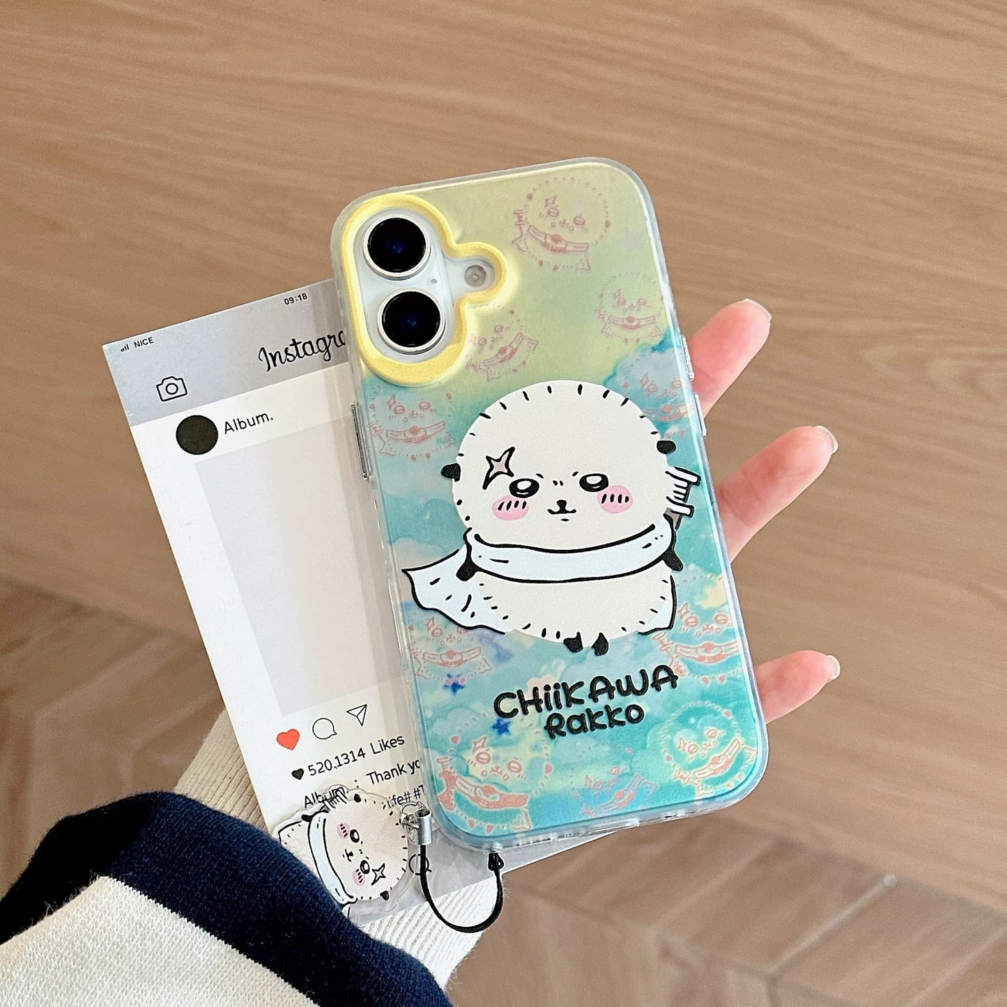 Japanese Cartoon iPhone Case with Strap | Laser Kurimanju Rakko Shisa Furuhonya - iPhone CasePhone Case 7 8 PLUS SE2 XS XR X 11 12 13 14 15 Pro Promax 12mini 13mini KawaiiGiftLand