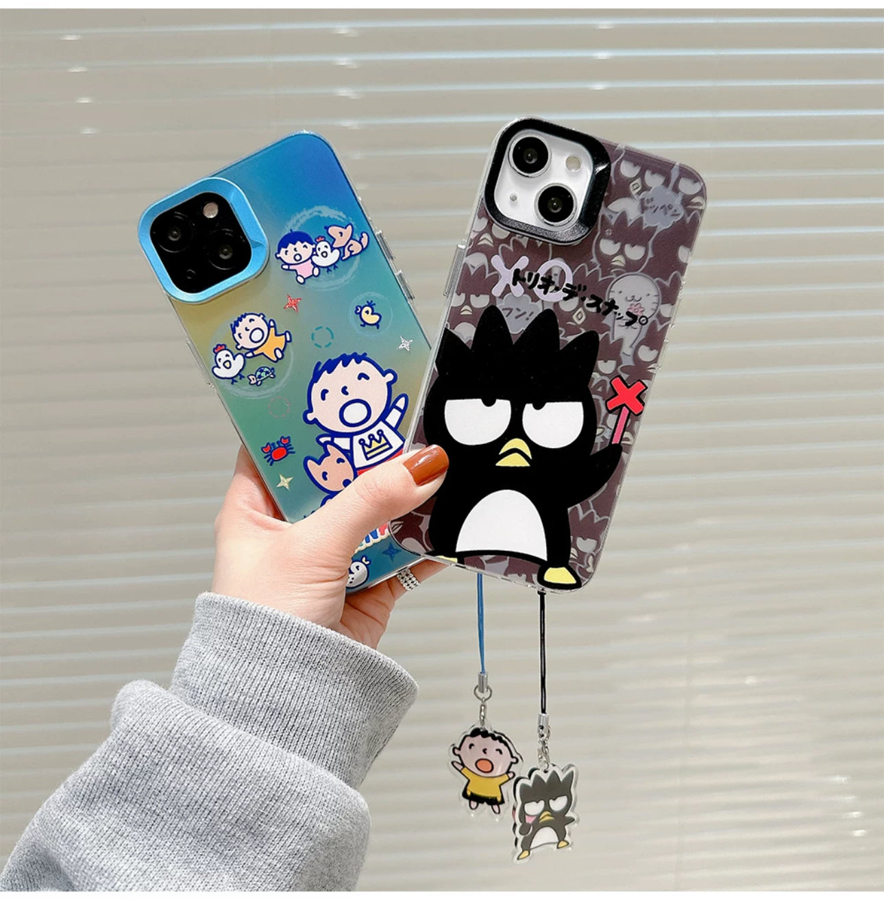 Japanese Cartoon iPhone Case with Strap | Laser Bad Badtz Maru Minna No Tabo - iPhone CasePhone Case  7 8 PLUS SE2 XS XR X 11 12 13 14 15 Pro Promax 12mini 13mini